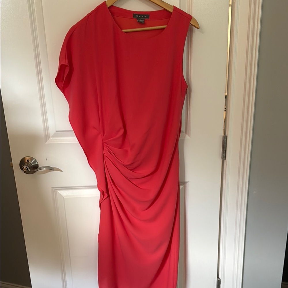 J. Garcia Coral Asymmetrical Ruched Cocktail Dress